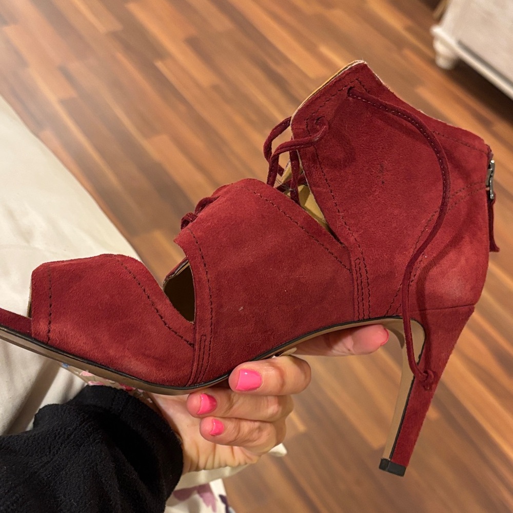 Franco Sarto Burgundy Suede Heels
